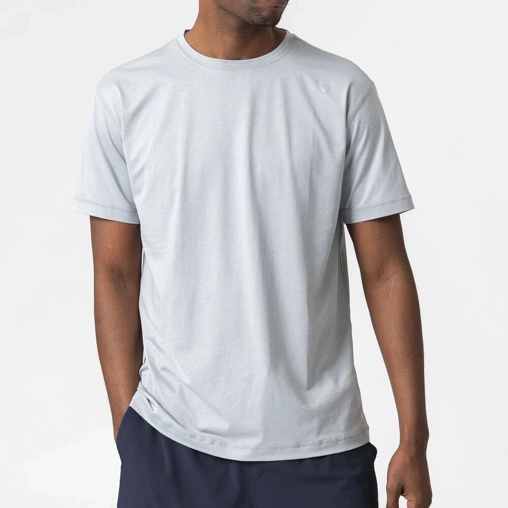 Rhoback Blitz Tech Tee Men's S Short Sleeve Heathered Steel/Stratus Grey